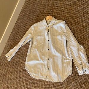 Madewell Classic Long Sleeve Stripe Cotton Button Down, Size Medium